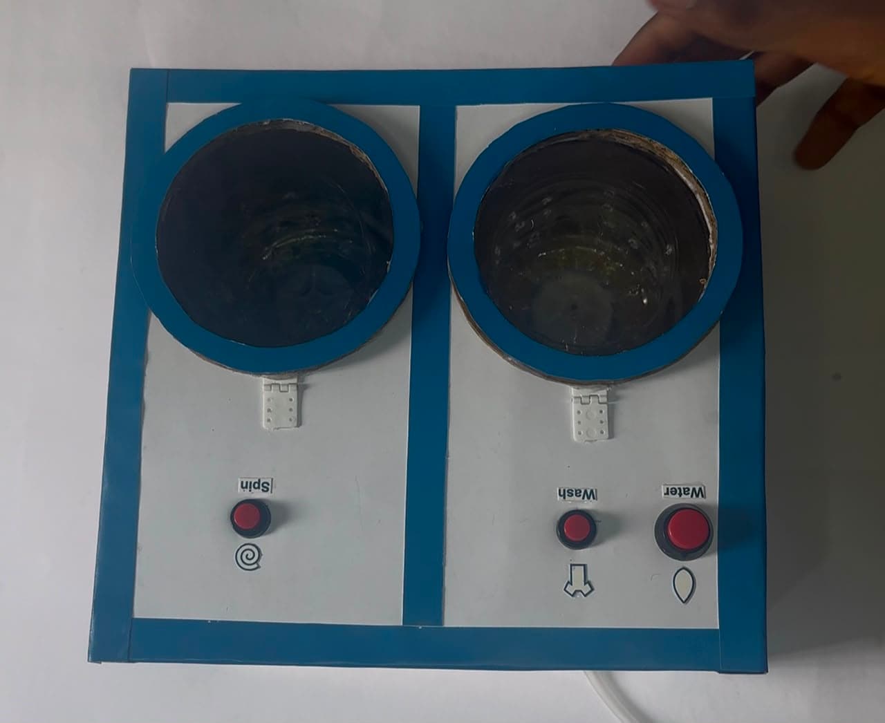 The twin-tub cardboard washing machine, one of the Smartician Lab builds